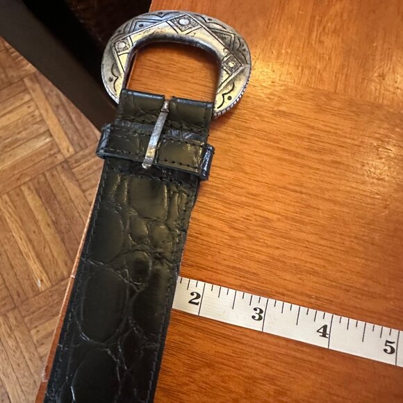 The Limited Black Genuine Leather Belt With Silver-Tone Western Buckle & Accents - Picture 5 of 7